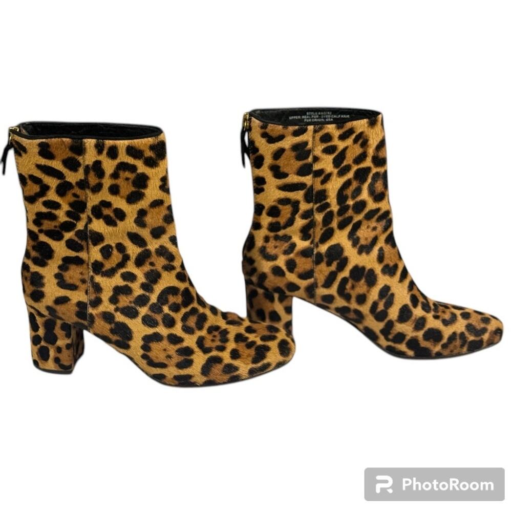 J Crew leopard print calf hair ankle‎ willow boots 6.5